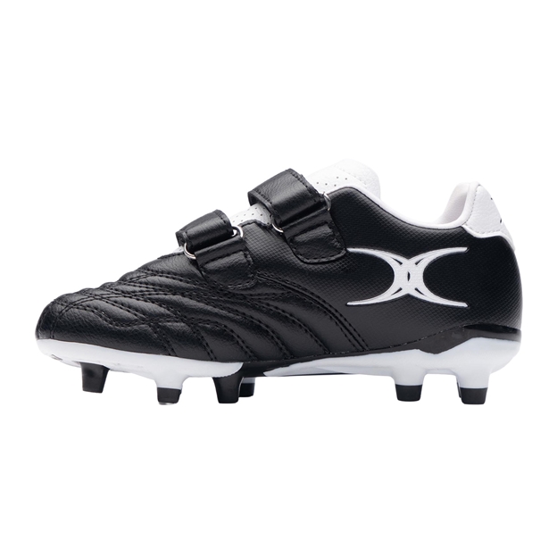 Gilbert Kids Sidestep Icon Moulded Stud Soft Ground Rugby Boots Black - Instep View