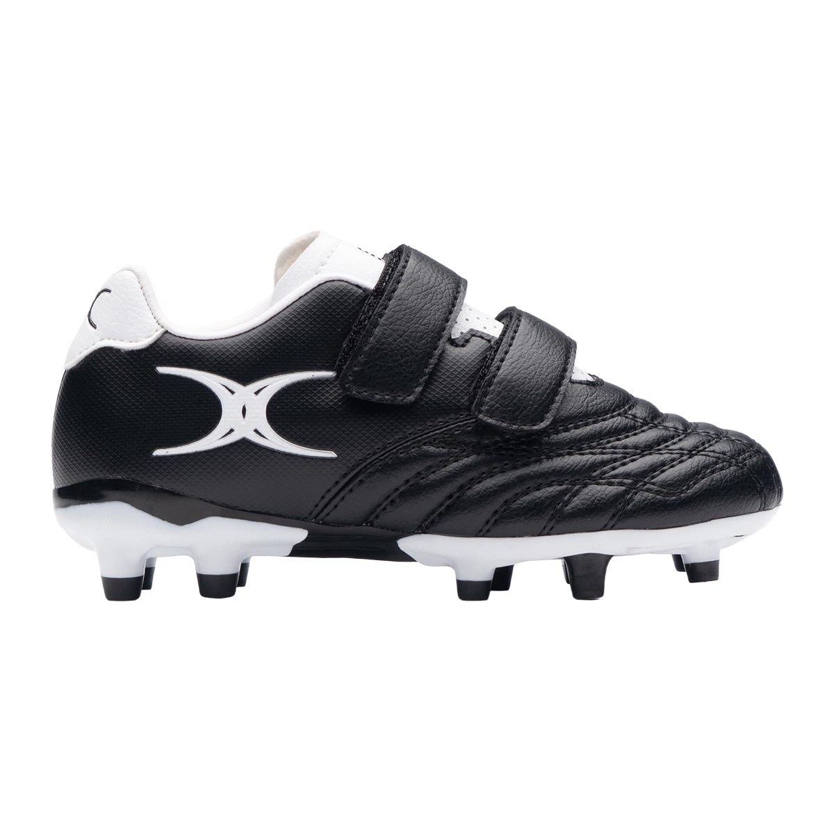 Gilbert Kids Sidestep Icon Moulded Stud Soft Ground Rugby Boots Black - Front View
