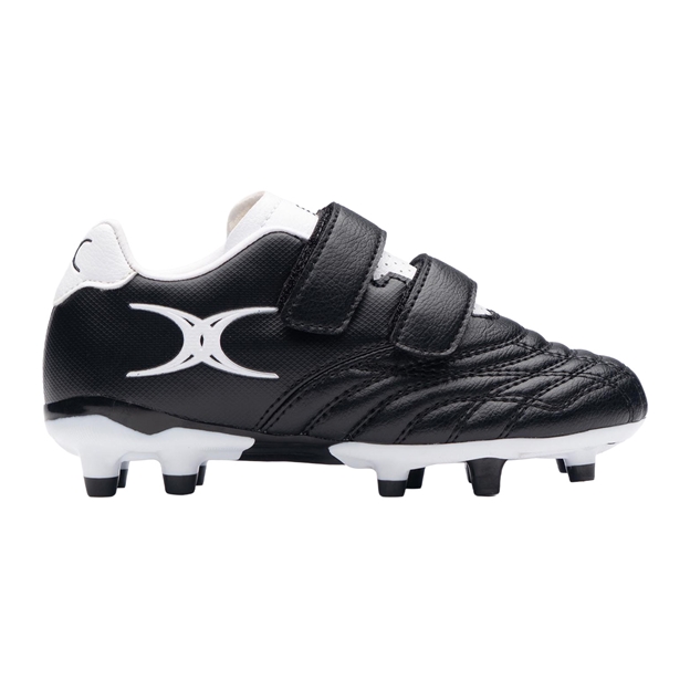 Gilbert Kids Sidestep Icon Moulded Stud Soft Ground Rugby Boots Black - Outstep View