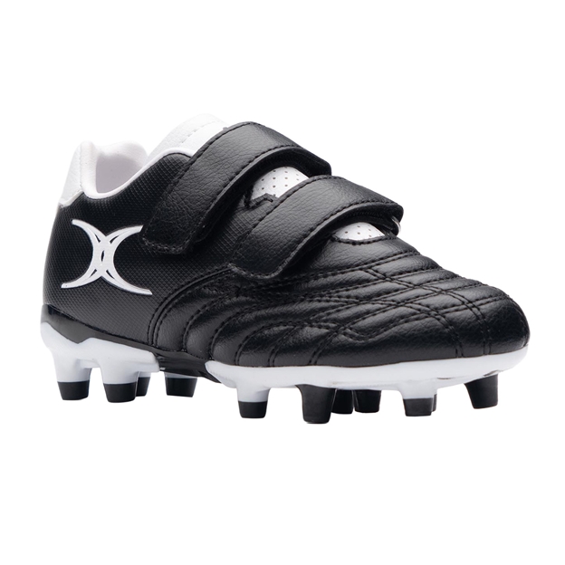 Gilbert Kids Sidestep Icon Moulded Stud Soft Ground Rugby Boots Black - Toe View