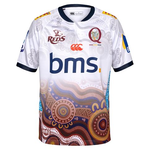 Queensland Reds Mens Indigenous Rugby Shirt 2026 White - Front