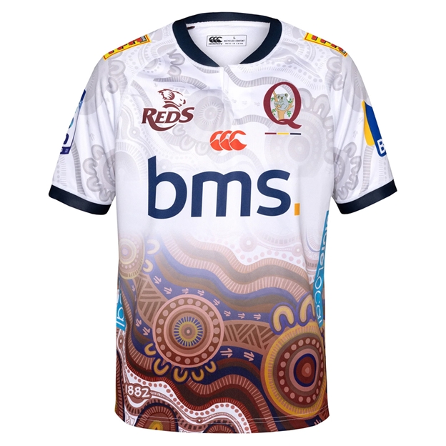 Queensland Reds Mens Indigenous Rugby Shirt 2026 White - Front