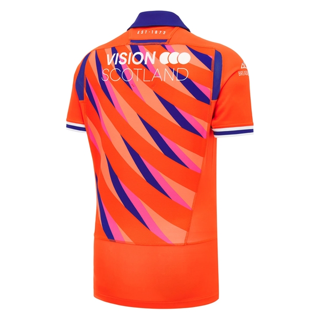 Edinburgh Mens Bodyfit Away Rugby Shirt 26/27 Orange/Navy/Purple - Back View