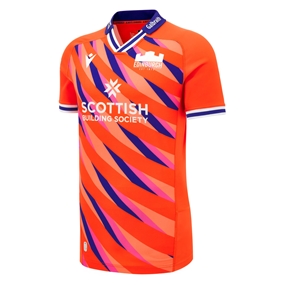 Edinburgh Mens Bodyfit Away Rugby Shirt 26/27 Orange/Navy/Purple - Front View