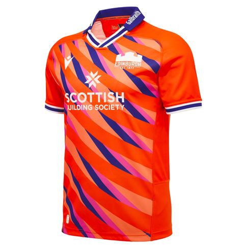Edinburgh Mens Away Rugby Shirt  26/27 – Orange/Navy/Purple