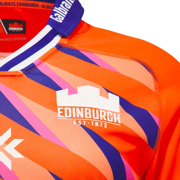 Edinburgh Mens Away Rugby Shirt  26/27 - Orange/Navy/Purple