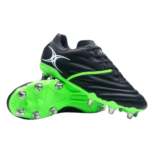 Gilbert Sidestep X20 Power 8 Stud Soft Ground Rugby Boots Black - Front