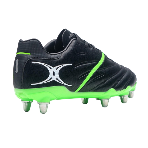 Gilbert Sidestep X20 Power 8 Stud Soft Ground Rugby Boots Black - Heel