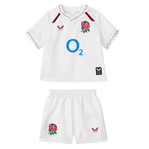 England Babies Home Rugby Kit 26:27 Brilliant White - Front View