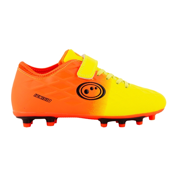 Optimum Kids Ignisio Easy Fasten Moulded Stud Firm Ground Boots Yellow/Orange - Outstep