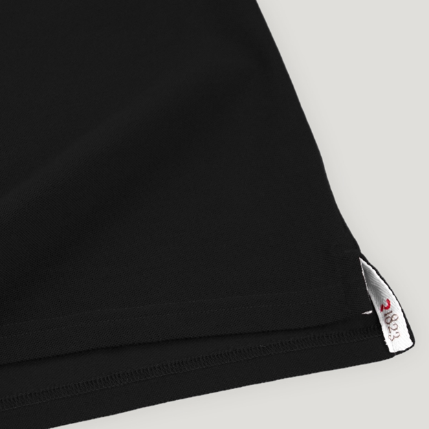 New Zealand 1884 Adults Classic Cotton Polo Shirt Black - Hem Detail