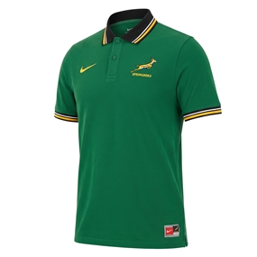 South Africa Springboks Mens Heritage Pique Polo 26/27 Gorge Green - Front View