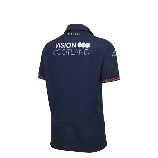 Edinburgh Kids Home Rugby Shirt 26/27 Navy/Orange/White - Back View
