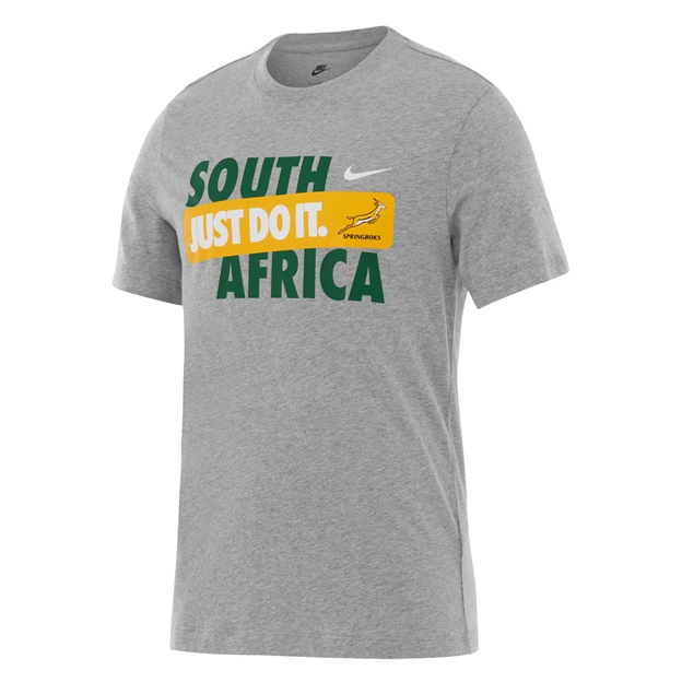 South Africa Springboks Mens Just do It T-Shirt 26/27 Dark Grey Heather - Front View