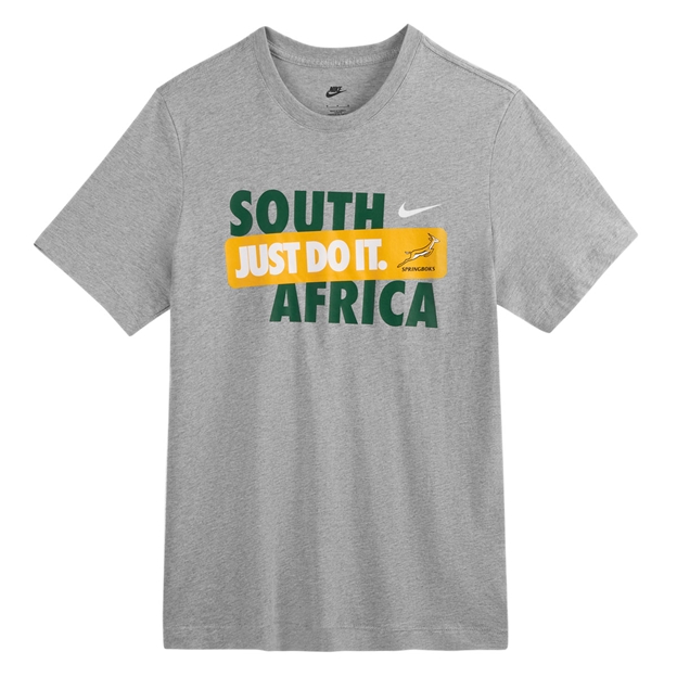 South Africa Springboks Mens Just do It T-Shirt 26/27 Dark Grey Heather - Flatlay Front