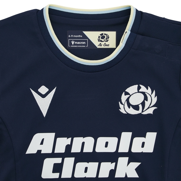 Scotland Babies Home Rugby Shirt 26/27 Navy and Sand - SRU Thistle Close-up