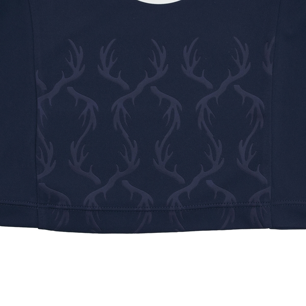 Scotland Babies Home Rugby Shirt 26/27 Navy and Sand - Stag Pattern Close-up