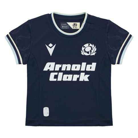 Scotland Babies Home Rugby Shirt 26/27 Navy and Sand - Front View
