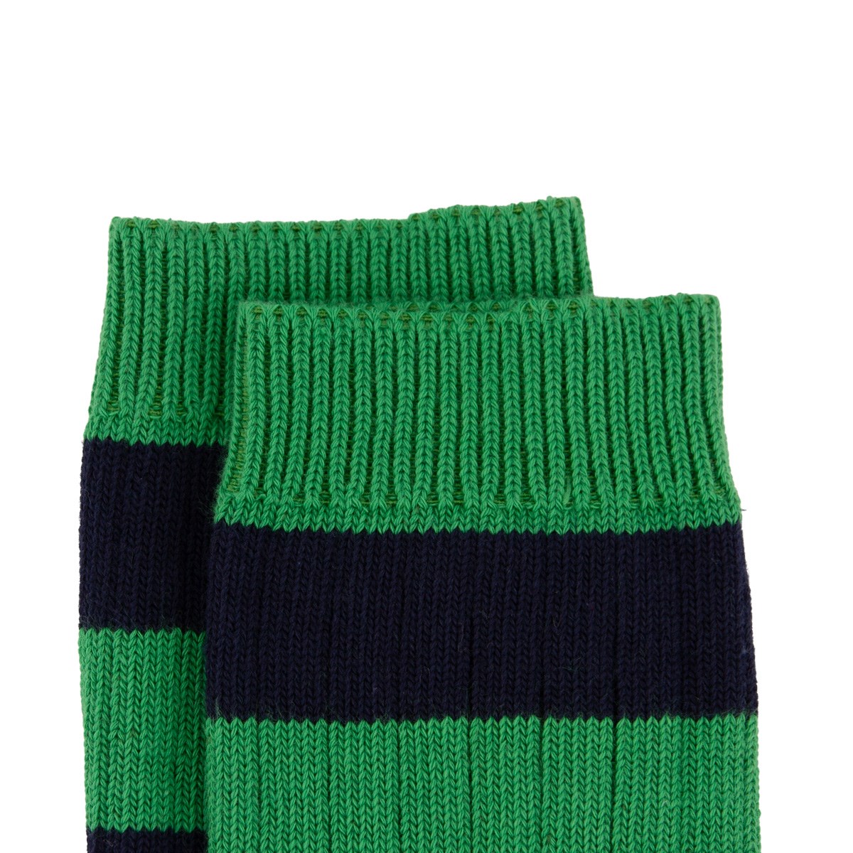 Rugby 1823 Striped Socks Green/Navy - Front View
