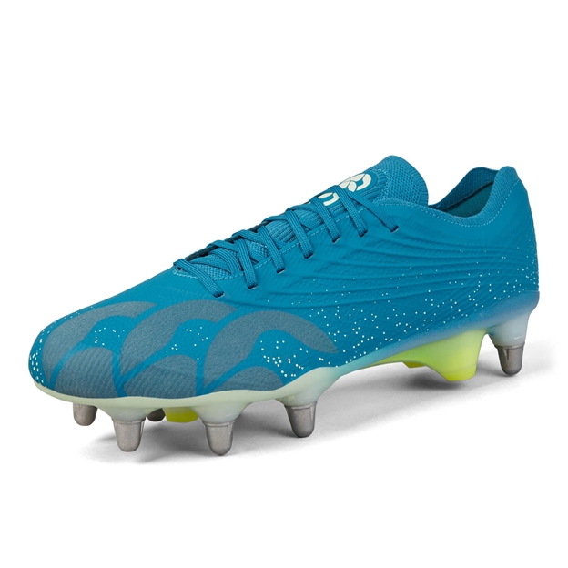 Canterbury Adults Stampede Groundbreak Elite Soft Ground Rugby Boots Green - Front