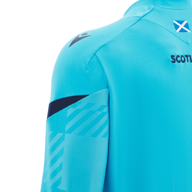 Scotland Mens Training Sweatshirt 25/26 Neon/Sky - Shoulder Detail