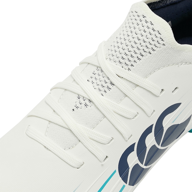 Canterbury Kids Speed Falcon 2.0 Pro Firm Ground Rugby Boots White - Lacing Close-up
