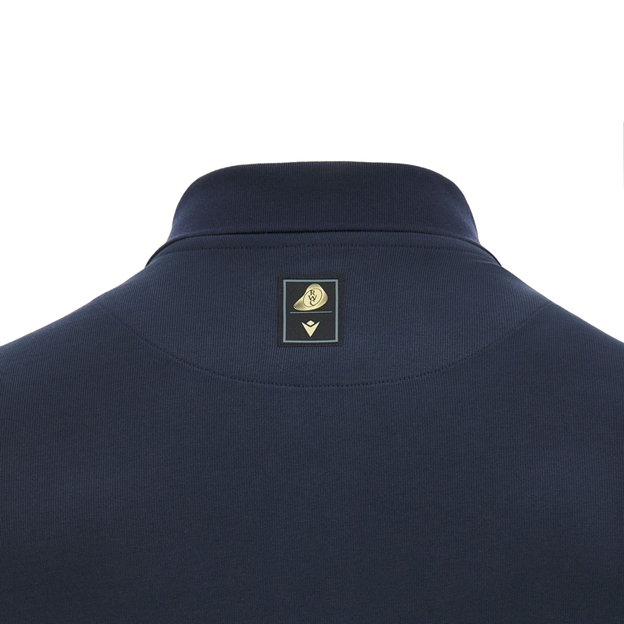 Rugby World Cup 2027 Mens Cotton Rugby Polo Navy/Gold - Neck Close-up