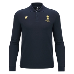 Rugby World Cup 2027 Mens Cotton Rugby Polo Navy/Gold - Front View