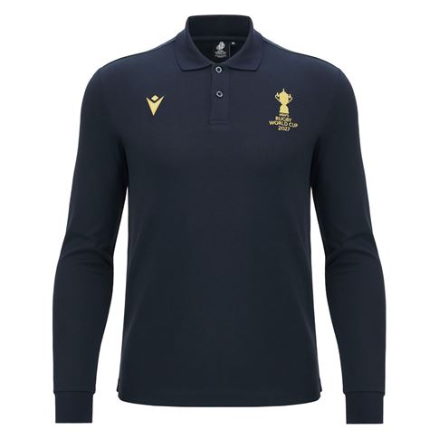 Rugby World Cup 2027 Mens Cotton Rugby Polo Navy/Gold - Front View