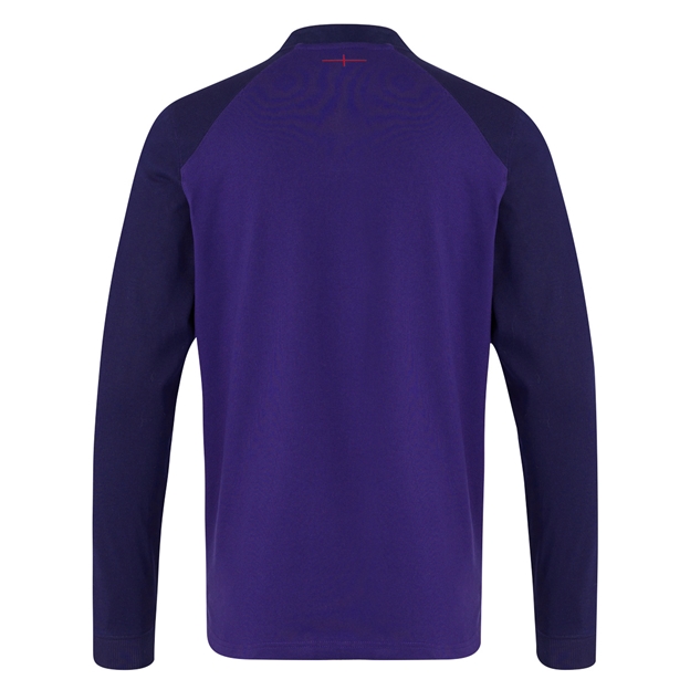England Mens Away Classic Rugby Shirt - Long Sleeve 26:27 Maritime Blue - Back View