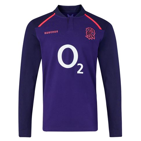 England Mens Away Classic Rugby Shirt - Long Sleeve 26/27 Maritime Blue - Front View