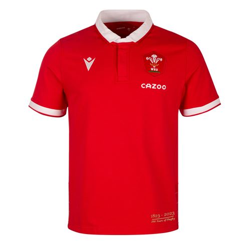 Wales Mens 200 Years of Rugby Classic Rugby Shirt – Red