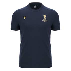 Rugby World Cup 2027 Mens Cotton T-Shirt Navy/Gold - Front View