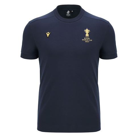 Rugby World Cup 2027 Mens Cotton T-Shirt Navy/Gold - Front View