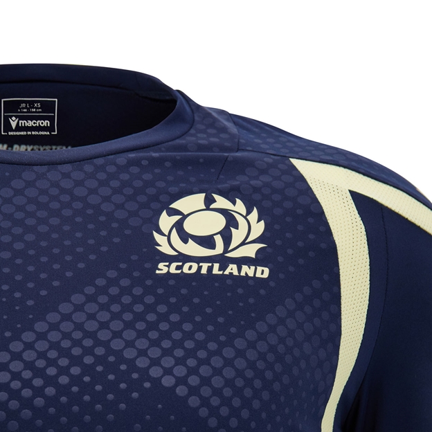Scotland Kids Training Shirt 26/27 Navy and Sand - SRU Thistle Close-up