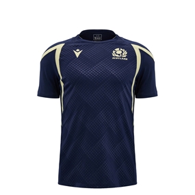 Scotland Kids Training Shirt 26/27 Navy and Sand - Front View