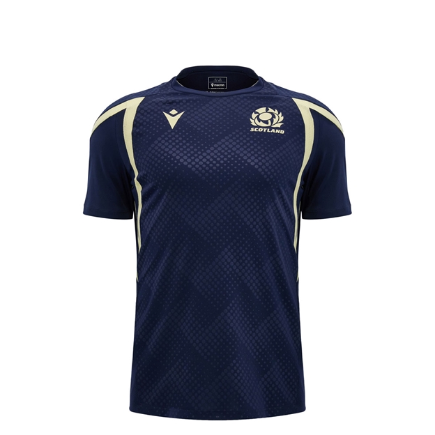 Scotland Kids Training Shirt 26/27 Navy and Sand - Front View
