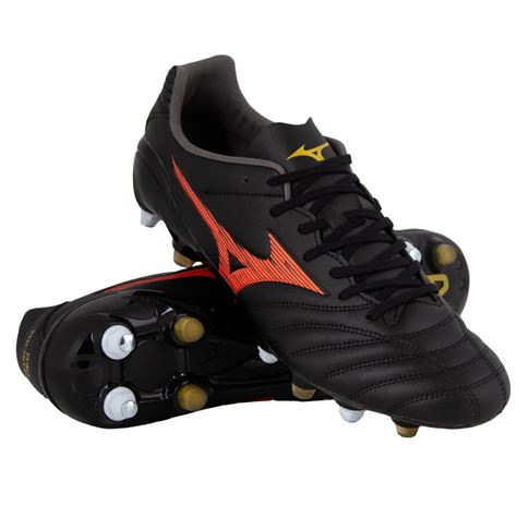 Mizuno Adults Monarcida Neo III Pro MIX Soft Ground Rugby Boots Bright Black - Front View