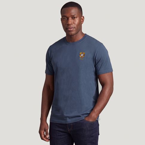 Tonga 1923 Mens Cotton T-Shirt Petrol Blue - Model Front View