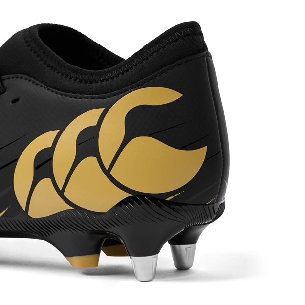 Canterbury Adults Speed Falcon Team Soft Ground Rugby Boots Black - Heel