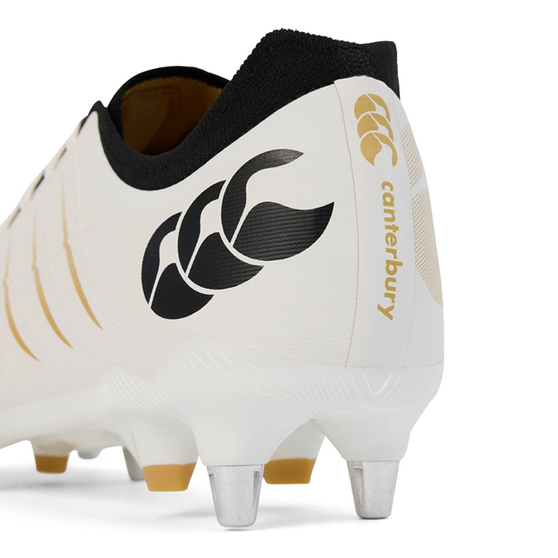Canterbury Adults Phoenix 2.0 Pro Soft Ground Rugby Boots - White - Heel