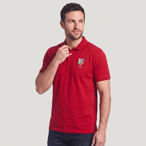 Lions1888 Adults Classic Cotton Polo Shirt Red - Model Front View