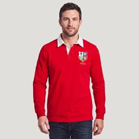 Lions1888 Adults Heritage Rugby Shirt Red - Model Front View