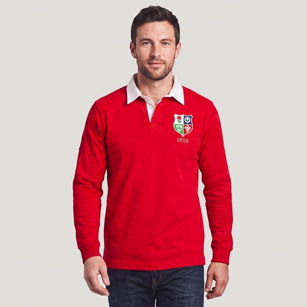 Lions1888 Adults Heritage Rugby Shirt Red - Model Front View