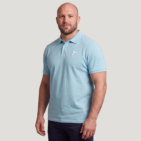 Uruguay 1865 Adults Classic Cotton Polo Shirt Sky Blue - Model Front View