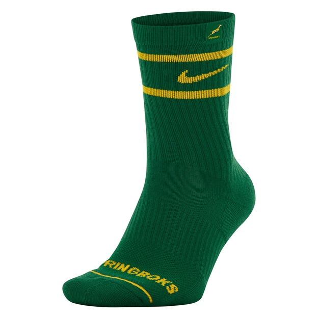 South Africa Springboks Adults Everyday Cushion Socks 26/27 Gorge Green - Green Front View