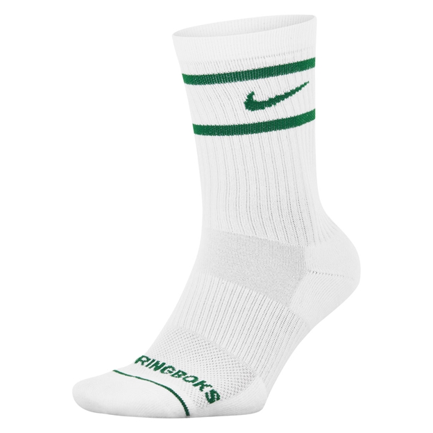South Africa Springboks Adults Everyday Cushion Socks 26/27 Gorge Green - White Front View
