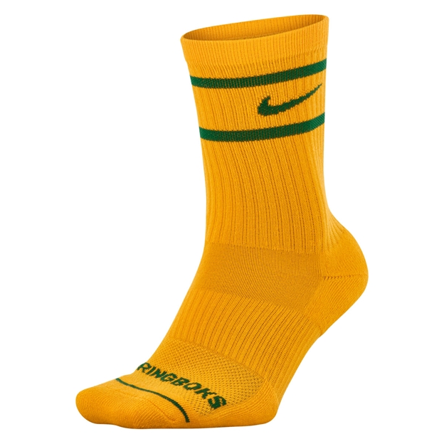South Africa Springboks Adults Everyday Cushion Socks 26/27 Gorge Green - Gold Front View