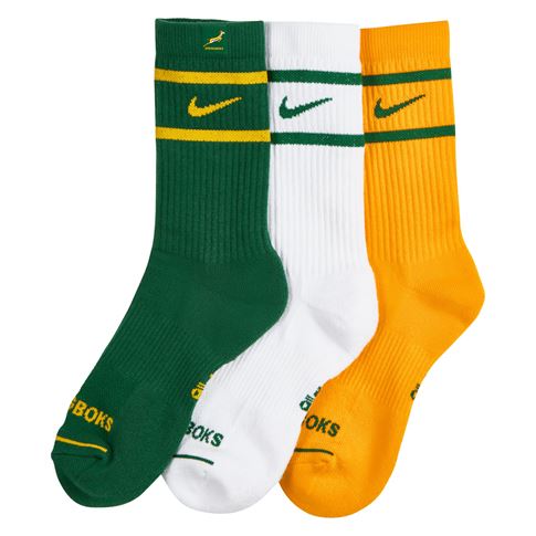 South Africa Springboks Adults Everyday Cushion Socks 26/27 Gorge Green - 3 Pack Flatlay