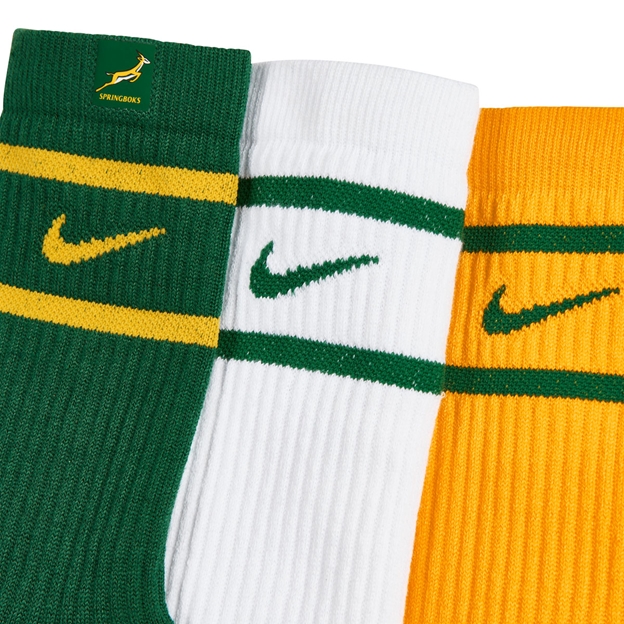 South Africa Springboks Adults Everyday Cushion Socks 26/27 Gorge Green - 3 Pack Close-up View